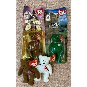 McDonald's Ty Teenie Beanie Babies Britannia & Erin Bears Set with 2 Loose Bears